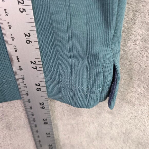 Mens Arrow Performance Teal Striped Polo Shirt Short Sleeve 100% Polyester XL - Picture 6 of 7